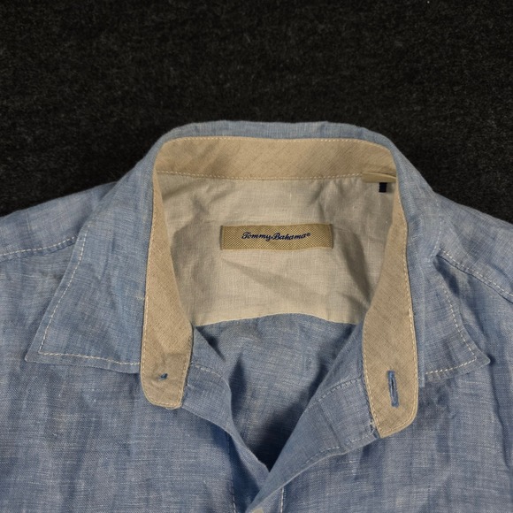 Tommy Bahama Mens Blue Linen Short Sleeve Button Down Shirt Breathable Size L - Picture 2 of 12